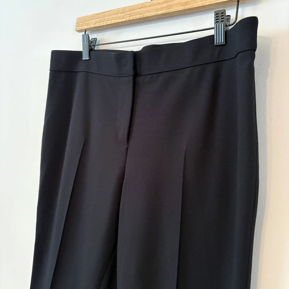 Akris Punto Pintuck Crease Stretch Knit Pants Black Size US 12 Minimalist Office